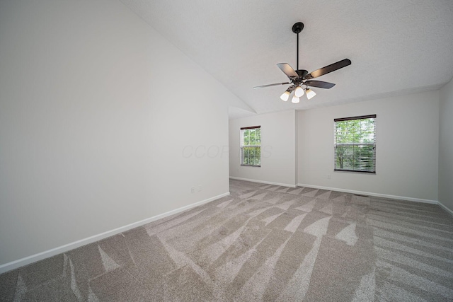 1019 Wallace Dr, Delaware, OH 43015 - spare room with carpet floors, ceiling fan, baseboards, and lofted ceiling