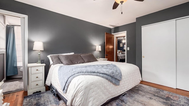 1314 N Howell Dr, Newark, OH 43055 - bedroom featuring wood finished floors, a closet, and ceiling fan