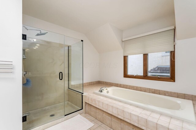 5754 N Loch Maree Ct N, Dublin, OH 43017 - bathroom featuring a garden tub, a shower stall, and tile patterned floors