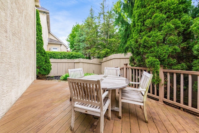 5754 N Loch Maree Ct N, Dublin, OH 43017 - wooden deck featuring outdoor dining space and fence