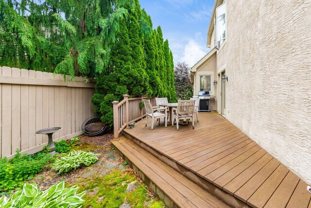 5754 N Loch Maree Ct N, Dublin, OH 43017 - deck featuring outdoor dining space, fence, and a grill