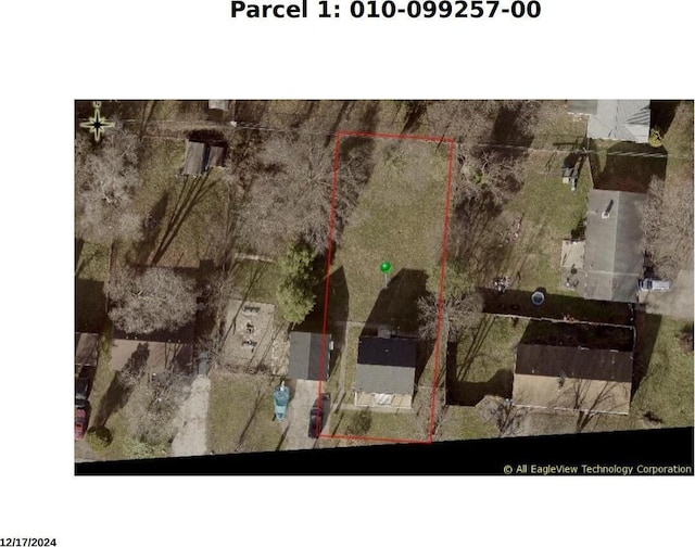aerial view of property's location with property boundaries highlighted