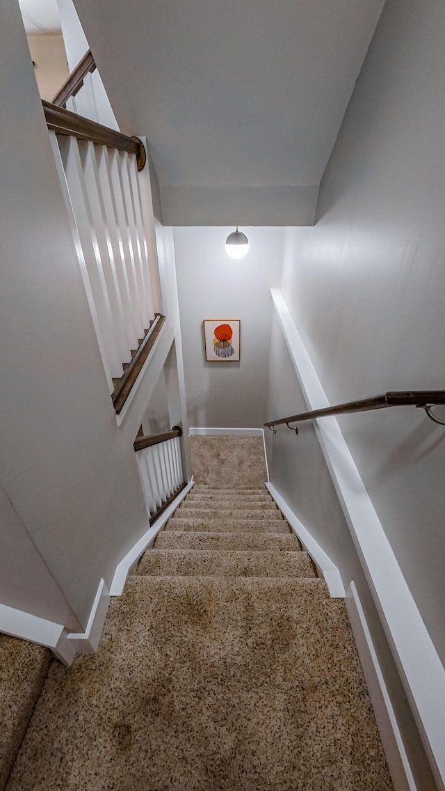 163 E 3rd Ave, Columbus, OH 43201 - stairway with baseboards and carpet flooring