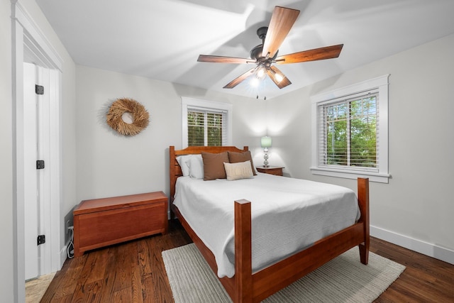 429 N Old State Rd, Delaware, OH 43015 - bedroom with baseboards, wood finished floors, and a ceiling fan