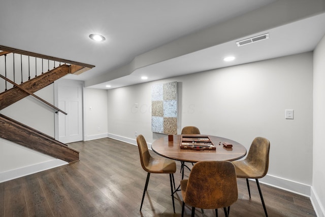 429 N Old State Rd, Delaware, OH 43015 - dining space with stairs, baseboards, wood finished floors, and recessed lighting