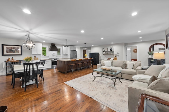 429 N Old State Rd, Delaware, OH 43015 - living area featuring recessed lighting and dark wood-style flooring