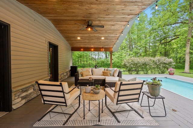 429 N Old State Rd, Delaware, OH 43015 - view of patio with an outdoor living space, an outdoor pool, and a ceiling fan