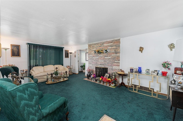2747 Castlewood Rd, Columbus, OH 43209 - carpeted living room featuring a large fireplace