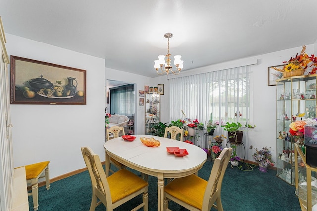 2747 Castlewood Rd, Columbus, OH 43209 - carpeted dining space with a chandelier and baseboards