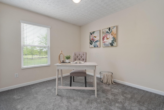 6289 Corley Dr, Dublin, OH 43016 - office area with carpet flooring, a textured ceiling, and baseboards
