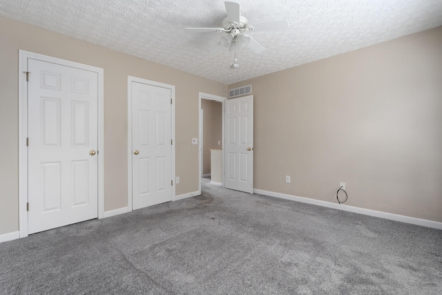 6289 Corley Dr, Dublin, OH 43016 - unfurnished bedroom with carpet, a textured ceiling, baseboards, and ceiling fan