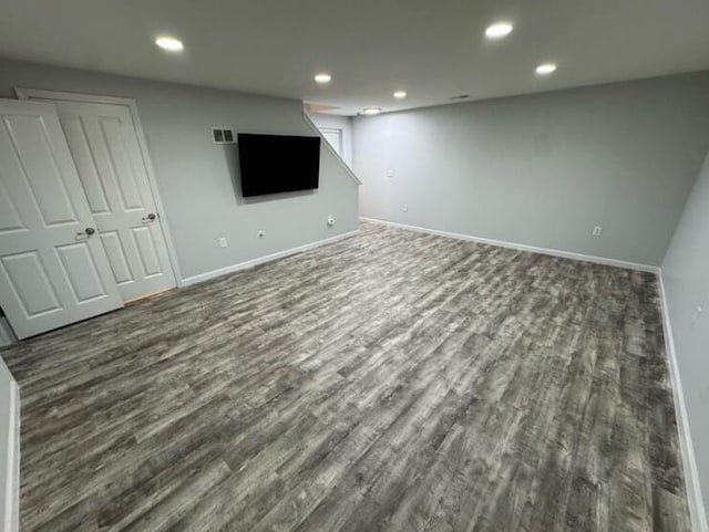 4020 Legend Unit 11, Columbus, OH 43230 - finished below grade area featuring dark wood-type flooring, baseboards, and recessed lighting