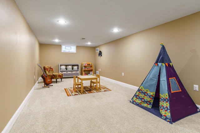 1671 Dollivor Dr, Columbus, OH 43235 - recreation room featuring carpet floors, recessed lighting, and baseboards