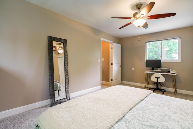 1671 Dollivor Dr, Columbus, OH 43235 - carpeted bedroom featuring baseboards, ceiling fan, and an office area