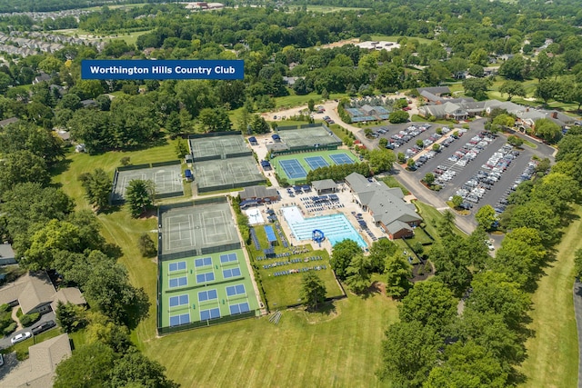 1671 Dollivor Dr, Columbus, OH 43235 - aerial view of property and surrounding area with a pool area