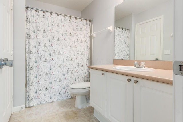 5962 Thunder Gulch Dr, New Albany, OH 43054 - bathroom with toilet, vanity, tile patterned floors, and a shower with curtain