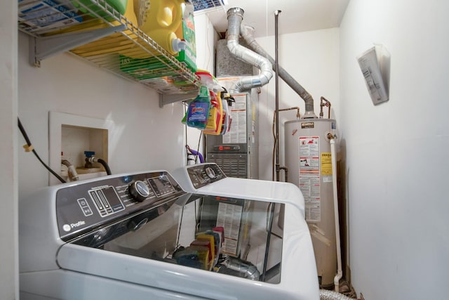 3233 Burdett Ct, Columbus, OH 43232 - clothes washing area with water heater and washing machine and dryer