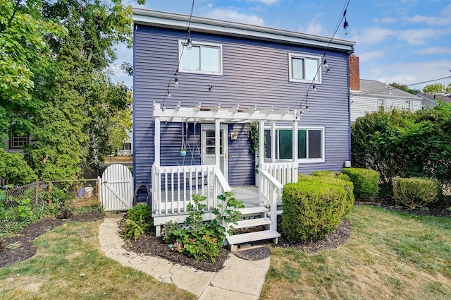 789 Chelsea Ave, Columbus, OH 43209 - view of front of home featuring a gate, a pergola, and a wooden deck