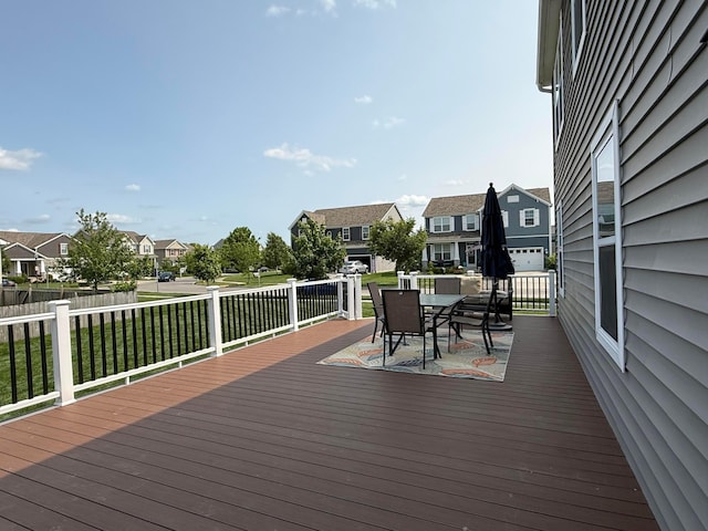 210 Glemsbury Dr, Delaware, OH 43015 - wooden deck featuring a residential view and outdoor dining area