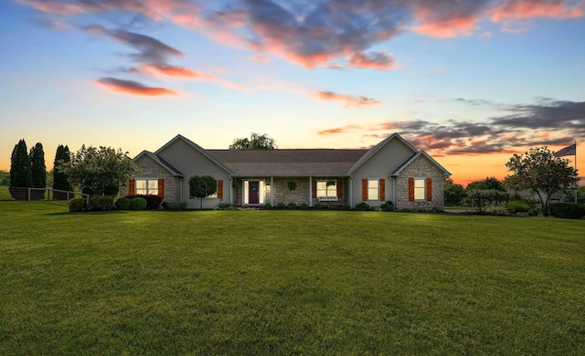 1899 Lamb Rd NW, Carroll, OH 43112 - ranch-style home with a yard and stone siding