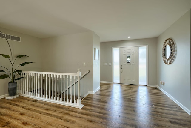 1899 Lamb Rd NW, Carroll, OH 43112 - entrance foyer with wood finished floors, baseboards, and recessed lighting