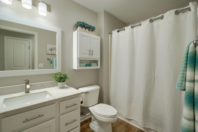 1899 Lamb Rd NW, Carroll, OH 43112 - full bathroom featuring toilet, wood finished floors, vanity, and a shower with shower curtain