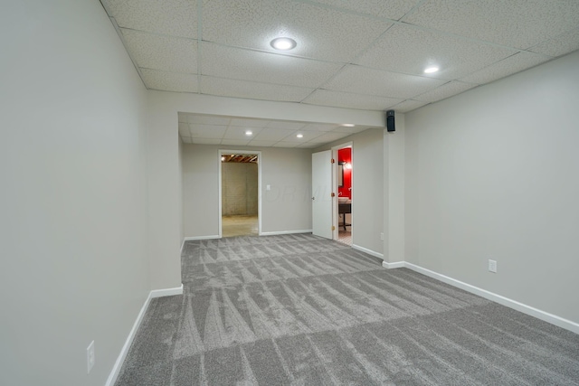 1899 Lamb Rd NW, Carroll, OH 43112 - finished below grade area with carpet, a drop ceiling, baseboards, and recessed lighting