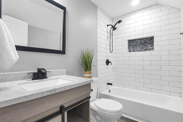 527 E Welch Ave, Columbus, OH 43207 - full bathroom with toilet, vanity, shower / bath combination, and recessed lighting