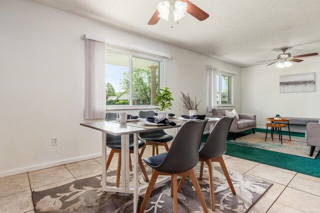 717 Birmingham Rd, Westerville, OH 43081 - dining room with a ceiling fan, light tile patterned floors, and baseboards