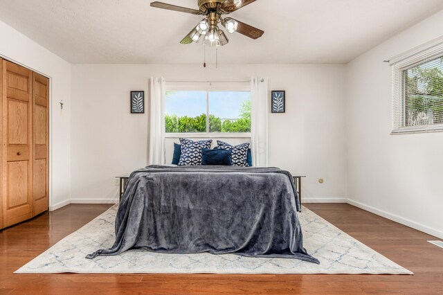 717 Birmingham Rd, Westerville, OH 43081 - bedroom featuring baseboards, dark wood-type flooring, and ceiling fan