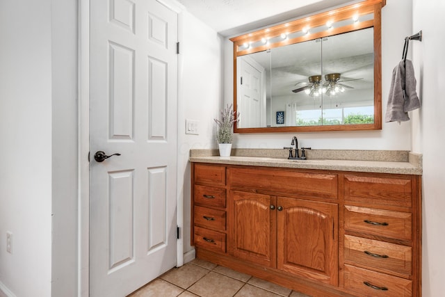 717 Birmingham Rd, Westerville, OH 43081 - bathroom featuring tile patterned flooring, ceiling fan, and vanity