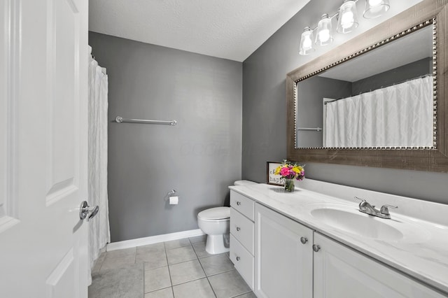 4008 Ryleland Ct, Powell, OH 43065 - bathroom with toilet, vanity, tile patterned floors, baseboards, and a textured ceiling