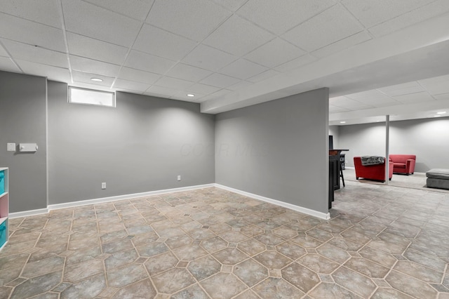 4008 Ryleland Ct, Powell, OH 43065 - below grade area with a drop ceiling, recessed lighting, and baseboards