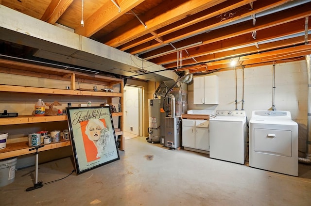 662 Pamlico St Unit Z7, Columbus, OH 43228 - unfinished basement with washer and dryer, heating unit, and gas water heater