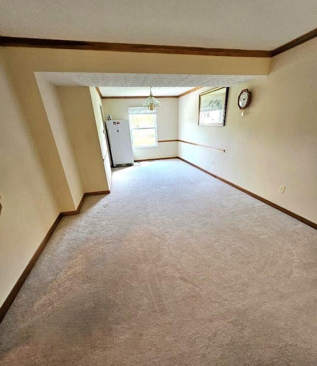 464 Highbanks Valley Dr, Newark, OH 43055 - empty room with crown molding, light colored carpet, baseboards, and a textured ceiling