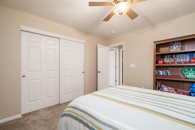 4381 Grathrine Ct, Lewis Center, OH 43035 - bedroom featuring light carpet, a closet, and ceiling fan