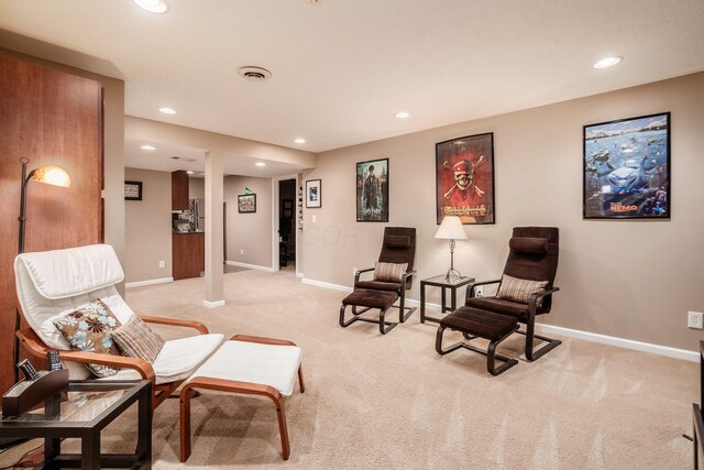 4381 Grathrine Ct, Lewis Center, OH 43035 - sitting room featuring recessed lighting, light colored carpet, and baseboards