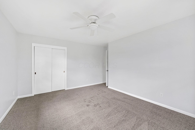 86 Arlington Ave, London, OH 43140 - unfurnished bedroom with carpet flooring, baseboards, a closet, and ceiling fan