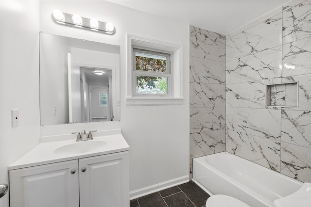 86 Arlington Ave, London, OH 43140 - full bath featuring baseboards, vanity, shower / washtub combination, and tile patterned flooring