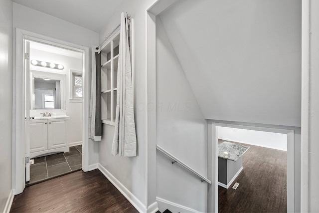 86 Arlington Ave, London, OH 43140 - bathroom with wood finished floors, vanity, and baseboards