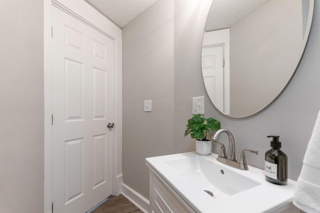581 Kelton Ave, Columbus, OH 43205 - bathroom featuring a sink, wood finished floors, and a textured ceiling