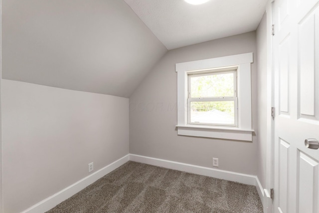 581 Kelton Ave, Columbus, OH 43205 - bonus room with baseboards, lofted ceiling, and dark colored carpet