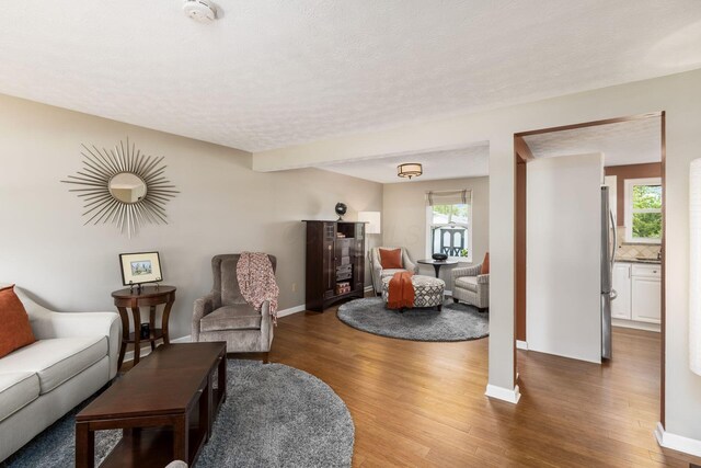 3690 Christopher Pl, Grove City, OH 43123 - living room with wood finished floors, baseboards, and a textured ceiling