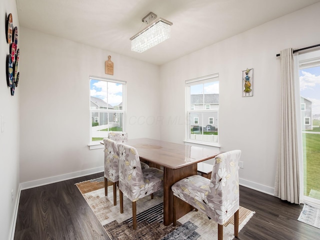 418 Amethyst Ct, Delaware, OH 43015 - dining space with dark wood-type flooring, healthy amount of natural light, and baseboards