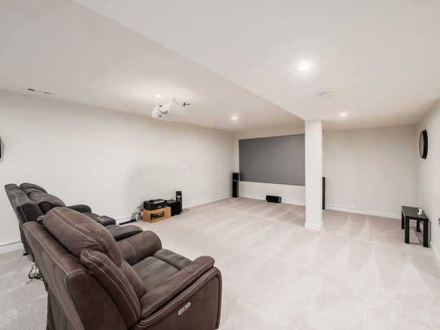 418 Amethyst Ct, Delaware, OH 43015 - living room featuring light carpet, baseboards, and recessed lighting