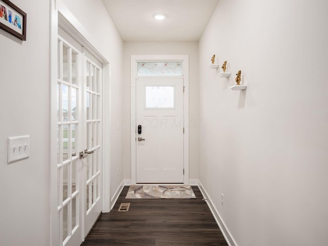 418 Amethyst Ct, Delaware, OH 43015 - doorway to outside with dark wood-style flooring, baseboards, french doors, and recessed lighting