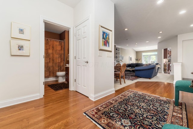 6227 Marias Point Ln, Columbus, OH 43213 - hall featuring baseboards, light wood-style floors, and recessed lighting