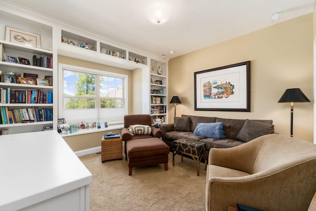 6227 Marias Point Ln, Columbus, OH 43213 - living room with light carpet, built in features, and baseboards