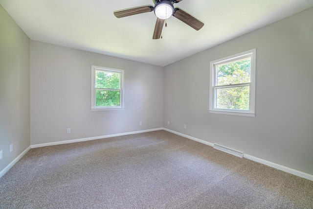 2814 Nesbitt Rd, Caledonia, OH 43314 - unfurnished room featuring healthy amount of natural light, carpet floors, ceiling fan, and baseboards