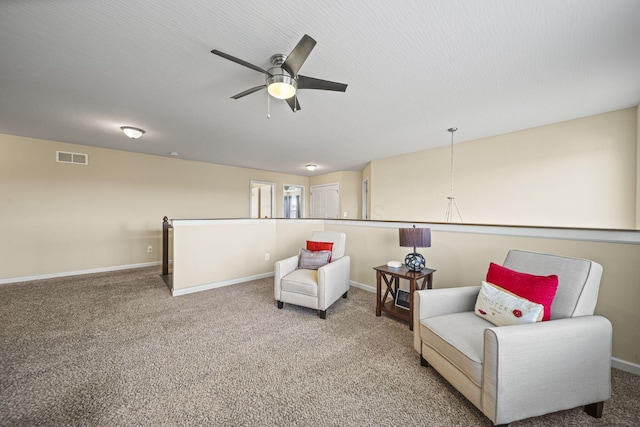 607 Green Forest Pl, Lithopolis, OH 43136 - living area with ceiling fan, carpet floors, and baseboards